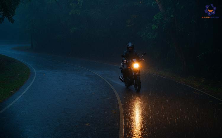 Lưu ý khi đi xe máy trời mưa
